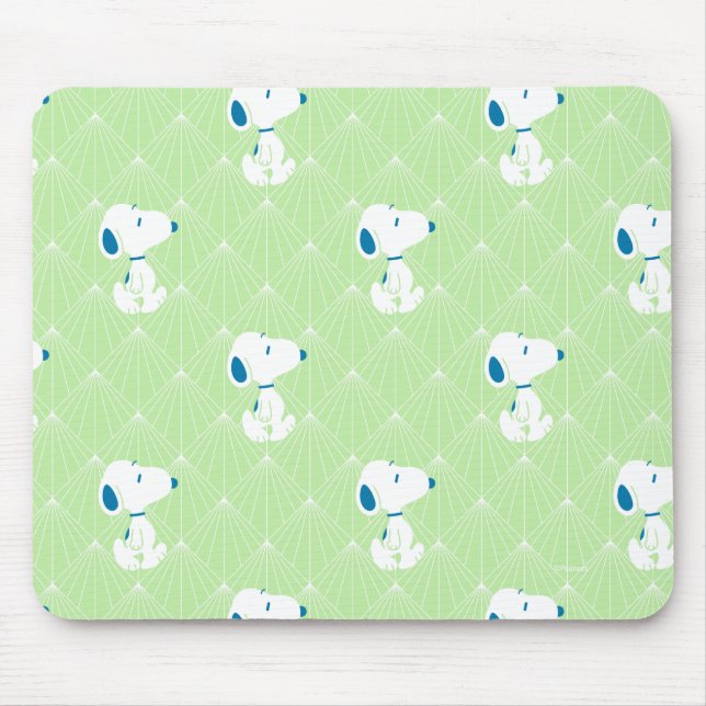 Mousepad Amendoins | Padrão de Sonhos de Deco Verde Snoopy (Frente)