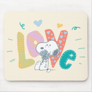 Mousepad Amendoins Snoopy Flower Love