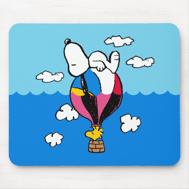 Mousepad Amendoins | Snoopy & Woodstock Balão de Ar Quente (Frente)