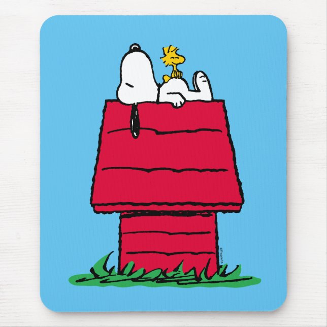Mousepad Amendoins | Snoopy & Woodstock Doghouse (Frente)