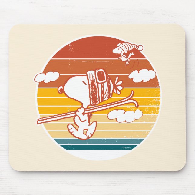 Mousepad Amendoins | Triagem de Esqui de Snoopy & Woodstock (Frente)