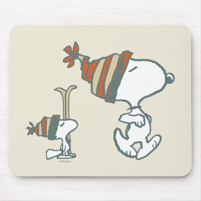 Mousepad Amendoins | Triagem de Esqui de Snoopy & Woodstock (Frente)