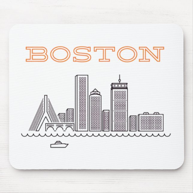 Mousepad América Boston City Skyline, Boston Mãe nos EUA Sk (Frente)