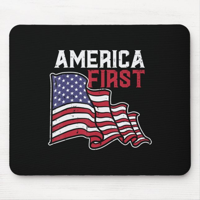 Mousepad America First US Flag Memorial Day 4° De Julho Men (Frente)