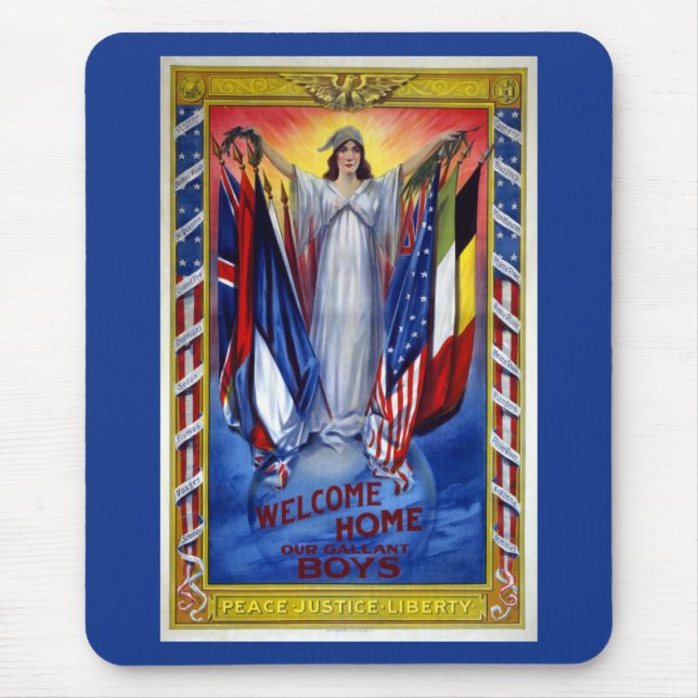 Mousepad América Patriótica Vintage, Paz Justiça Liberdade (Frente)