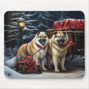 Mousepad American Akita Snowy Sleigh Passear Decência de Na