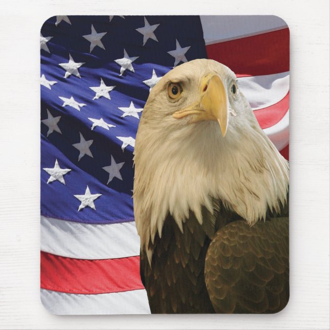 Mousepad American Bald Eagle and Flag (Frente)