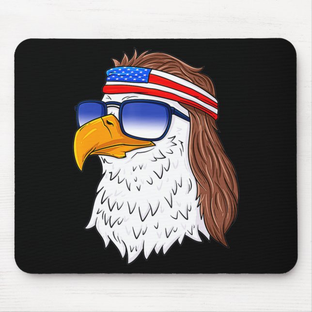 Mousepad American Bald Eagle Mullet 4th Of July Funny Usa  (Frente)
