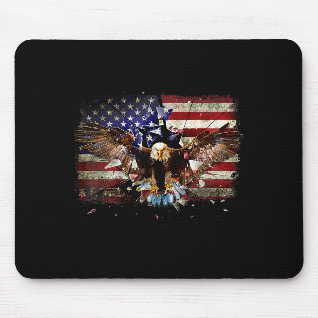 Mousepad American Bald Eagle Usa Flag Patriotic Eagle 4th O (Frente)