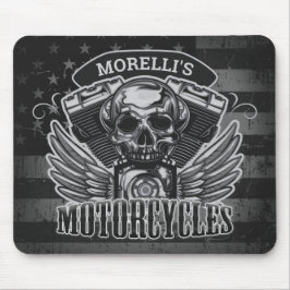 Mousepad American Biker ADD NAME Skull V-Twin Motocicletas