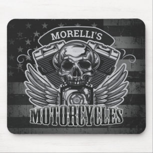 Mousepad American Biker ADD NAME Skull V-Twin Motocicletas