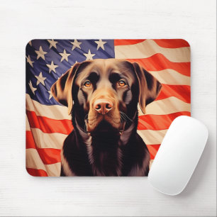 Mousepad American Flag Chocolate Labrador