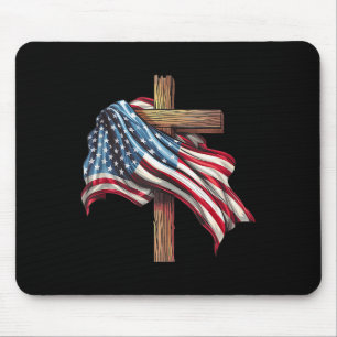 Mousepad American Flag Christian Cross Jesus 4 De Julho Pa