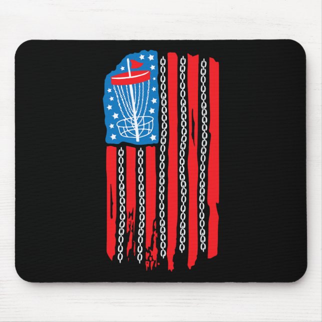 Mousepad American Flag Disc Golf Basket Chain 4th Of July M (Frente)