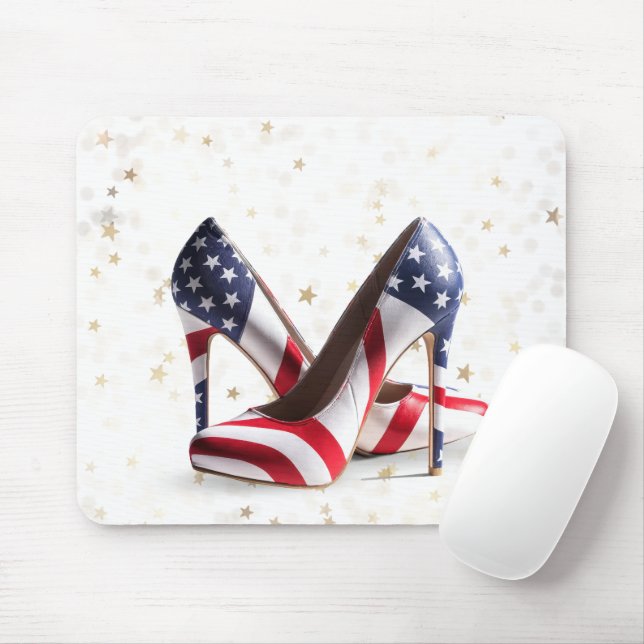 Mousepad American Flag High Heel Shoes (Com mouse)
