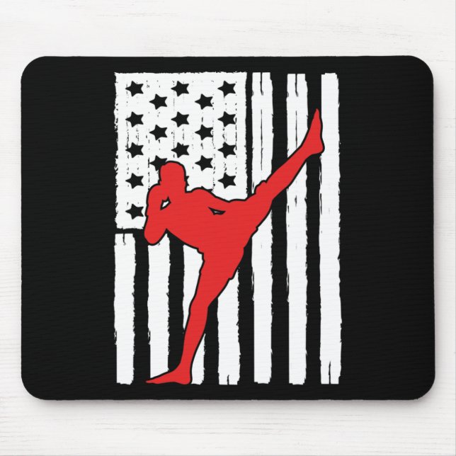 Mousepad American Flag Muay Thai Theme Graphic Design Kickb (Frente)