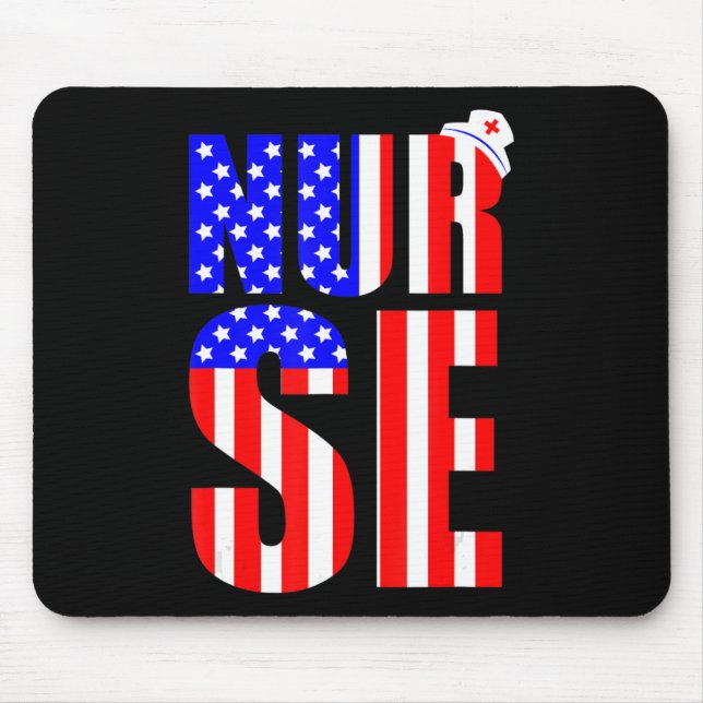 Mousepad American Flag Nurs 4 De Julho RN LPN Nursing Mem (Frente)