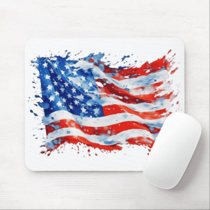 Mousepad American Flag USA Watercolor 4 de julho