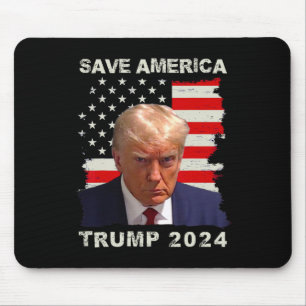 Mousepad American Free Trump Mug Shot 2024 American Flag