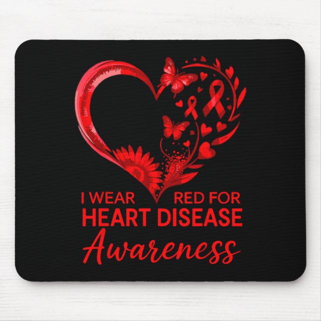 Mousepad American Heart Disease Awareness Month Ribbon Red  (Frente)