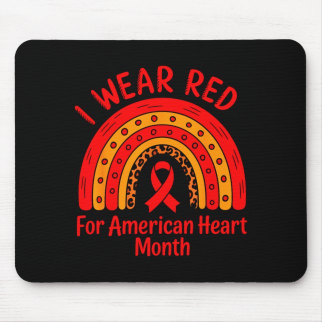 Mousepad American Heart Disease Awareness Month Ribbon Red  (Frente)
