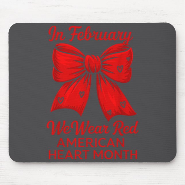 Mousepad American Heart Disease Awareness Month Ribbon Red  (Frente)