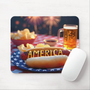 Mousepad American Hot Dog and Beer