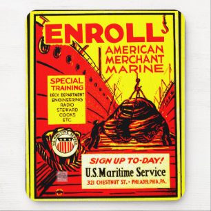 Mousepad American Merchant Marine Enroll Hoje Jogando Cartã