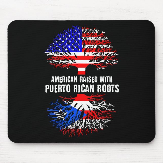 Mousepad American Raised With Puerto Rican Roots Usa Flag P (Frente)
