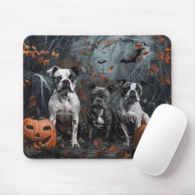 Mousepad American Staffordshire Halloween Night Dogggy (Com mouse)