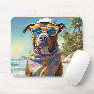 Mousepad American Staffordshire na praia, presente de verão