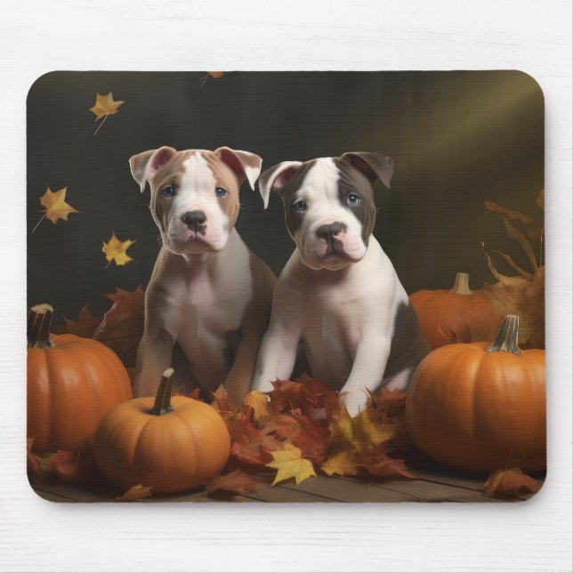 Mousepad American Staffordshire Puppy Autumn Delight (Frente)