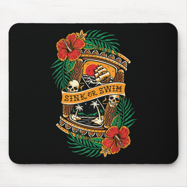 Mousepad American Traditional Tattoo Old School Flash Skull (Frente)