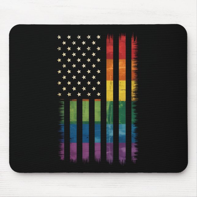 Mousepad American USA Flag Rainbow Prid Gay LGBTQ (Frente)