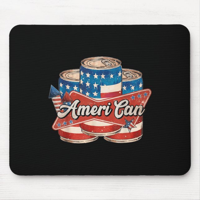 Mousepad Americano Ameri Can 4 de Julho Retro EUA Cerveja P (Frente)