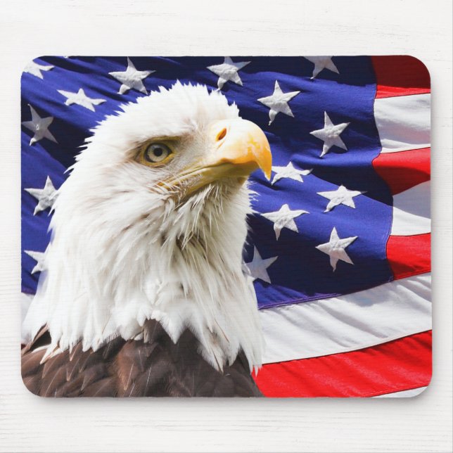 Mousepad Americano patriótico Eagle e bandeira (Frente)
