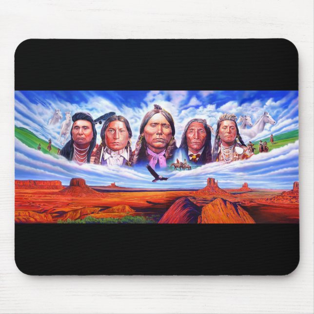 Mousepad Americanos nativos Indianos Chefes Personalizados  (Frente)