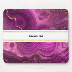 Mousepad Ametista Roxo E Agato De Abstrato Dourado