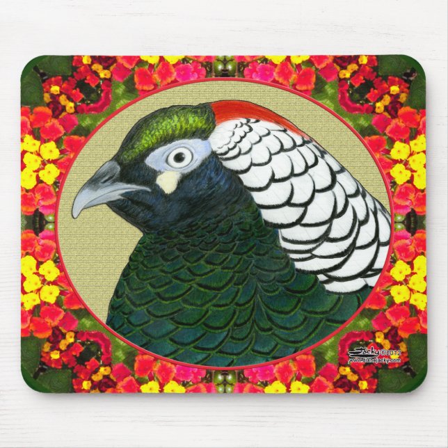Mousepad Amherst Pheasant e Flores (Frente)
