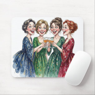 Mousepad Amigas Brindando Com Taças De Vinho