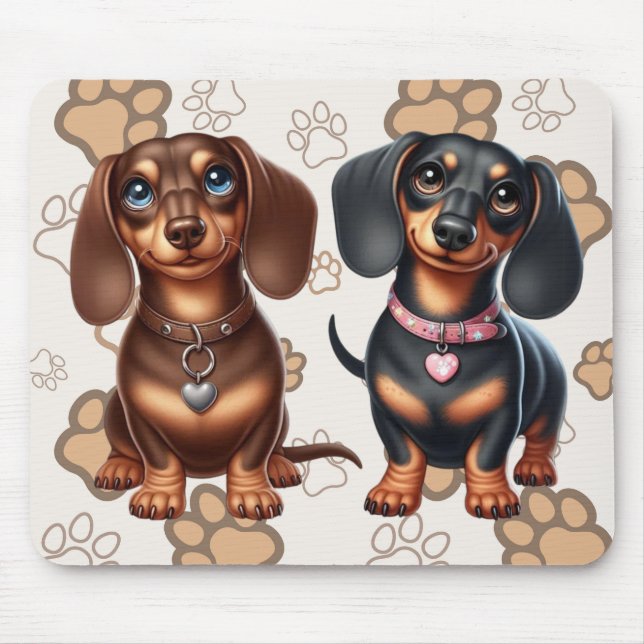 Mousepad Amigos bonitos de dachshund (Frente)