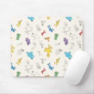 Mousepad Amigos da Rua Sésamo   Padrão Colorido Vintage