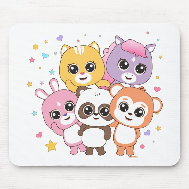 Mousepad Amigos de Animais Brilhantes: Companheiros Colorid (Frente)
