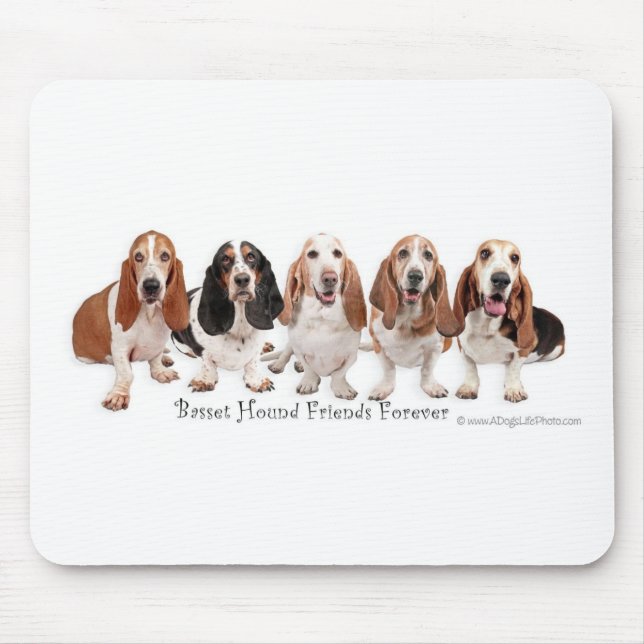 Mousepad Amigos de Basset Hound para sempre (Frente)