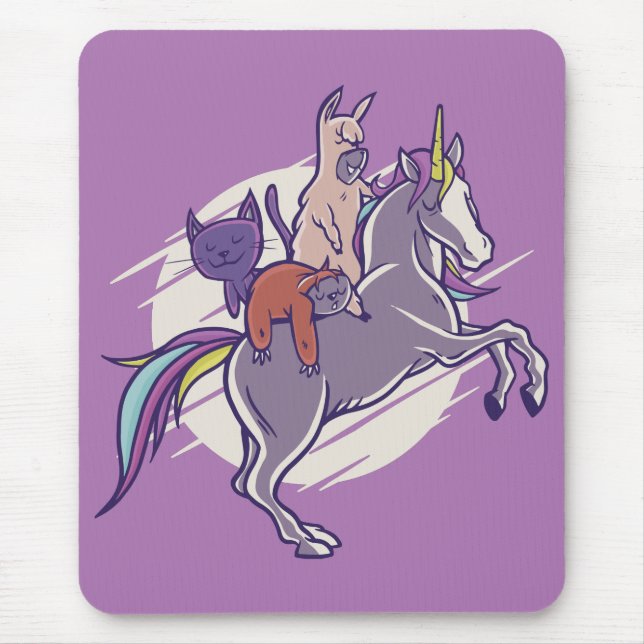 Mousepad Amigos Mágicos |Unicórnio, Alpaca, Kitten, Lã (Frente)