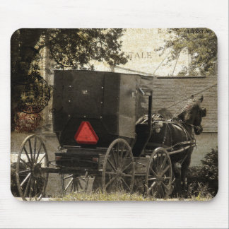 Mousepad Amish Horse e Buggy Sepia Postcard Arte Digital