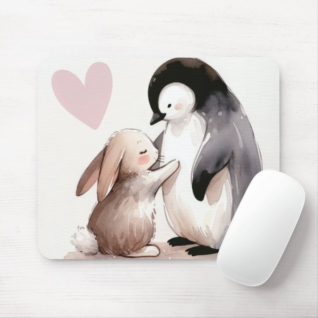 Mousepad Amizade Bunny e Penguin (Com mouse)