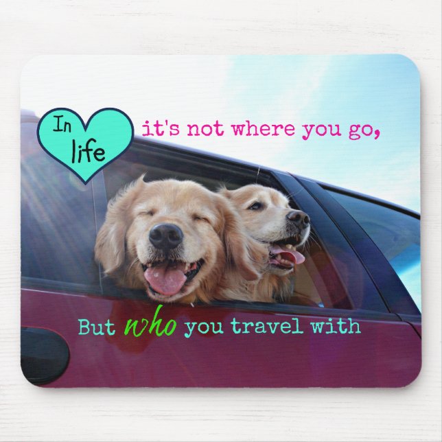 Mousepad Amizade do viagem do golden retriever (Frente)
