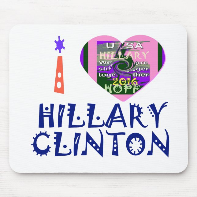 Mousepad Amo Hillary Clinton para o presidente americano He (Frente)