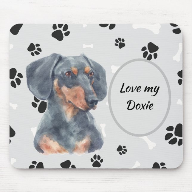 Mousepad Amo Minha Pawprint De Cachshund (Frente)